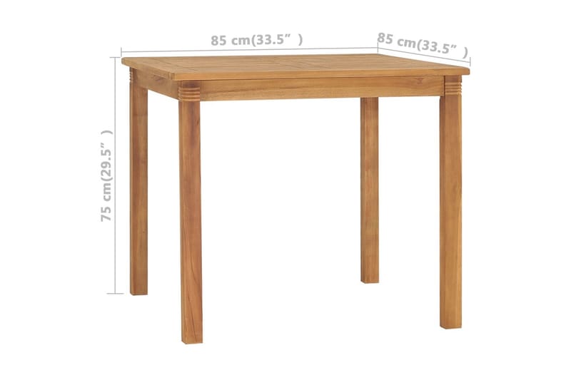 havebord 85x85x75 cm massivt teaktræ - Brun - Havemøbler - Havebord - Spisebord & havebord