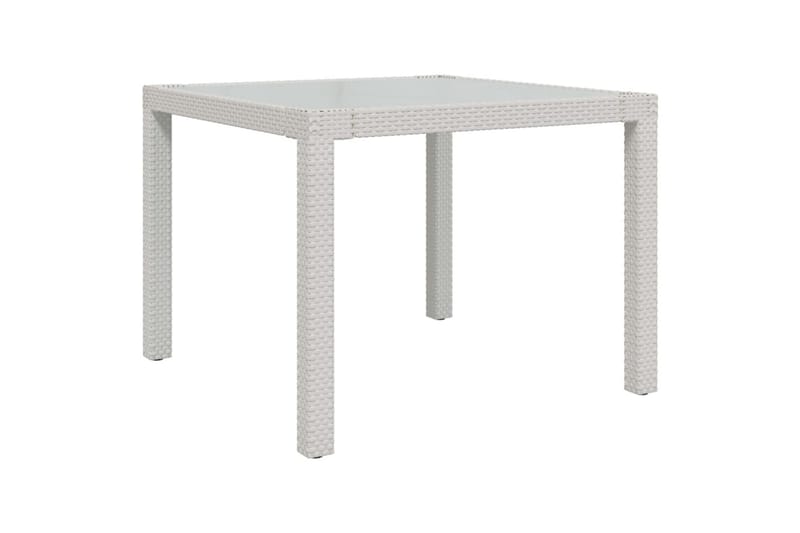 havebord 90x90x75 cm hærdet glas og polyrattan hvid - Hvid - Spisebord & havebord