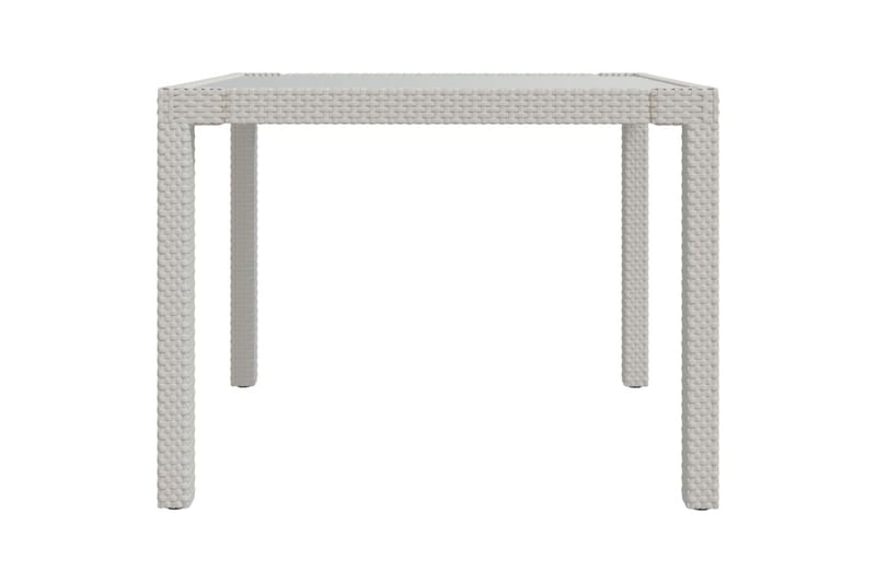 havebord 90x90x75 cm hærdet glas og polyrattan hvid - Hvid - Spisebord & havebord