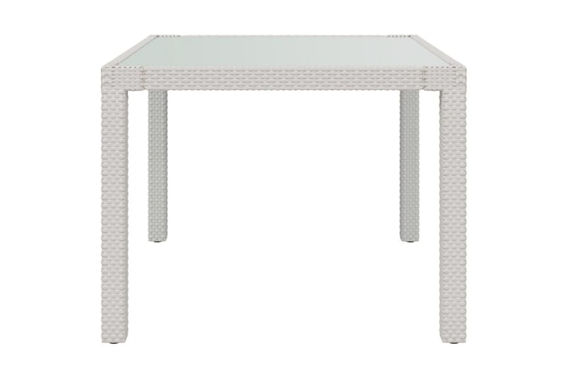 havebord 90x90x75 cm hærdet glas og polyrattan hvid - Hvid - Spisebord & havebord