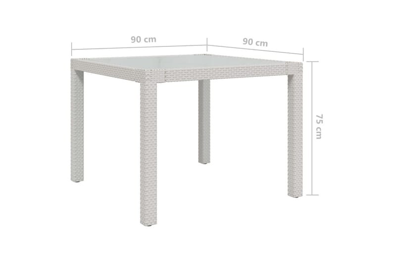 havebord 90x90x75 cm hærdet glas og polyrattan hvid - Hvid - Havemøbler - Havebord - Spisebord & havebord