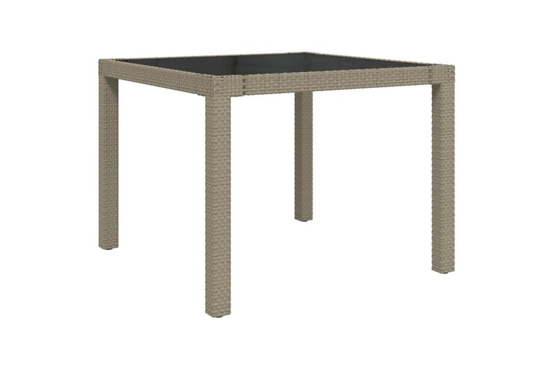 havebord 90x90x75 cm hærdet glas og polyrattan beige - Beige - Havemøbler - Havebord - Spisebord & havebord