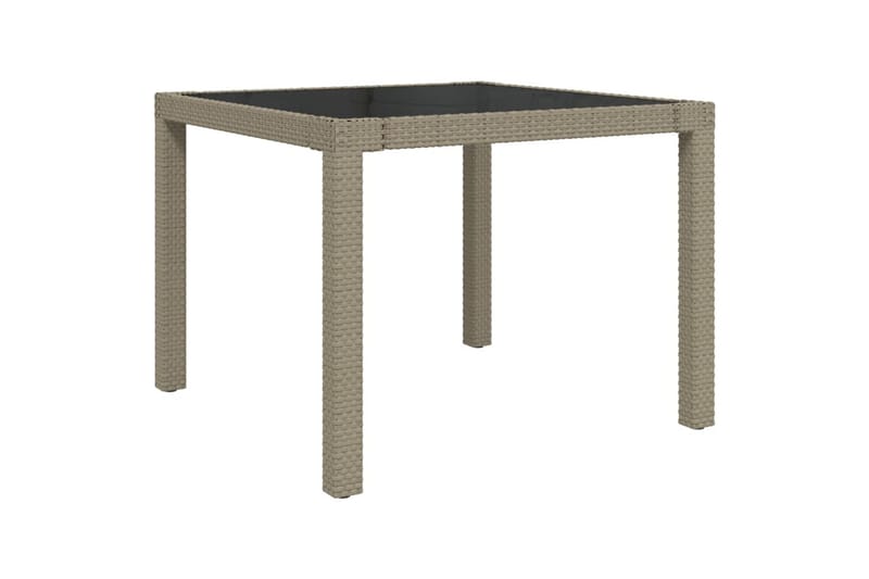 havebord 90x90x75 cm hærdet glas og polyrattan beige - Beige - Spisebord & havebord