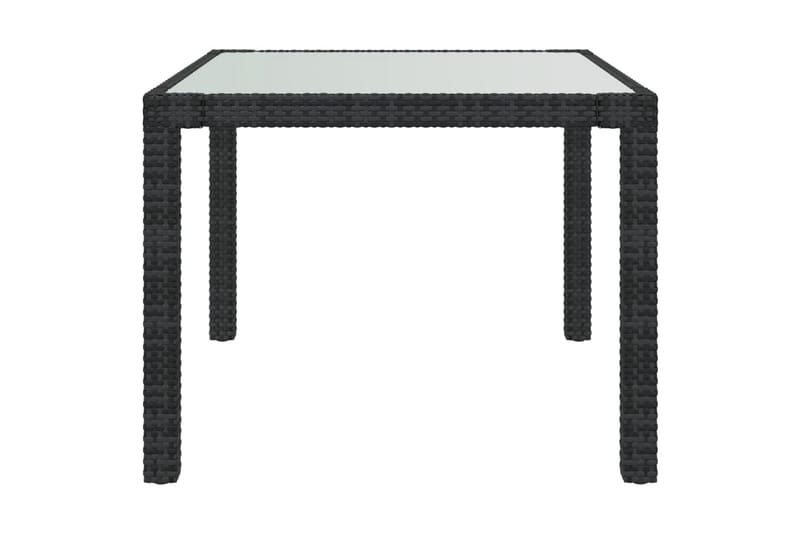 havebord 90x90x75 cm hærdet glas og polyrattan sort - Sort - Spisebord & havebord