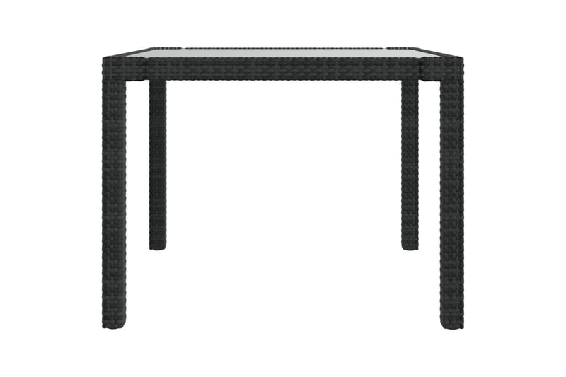 havebord 90x90x75 cm hærdet glas og polyrattan sort - Sort - Spisebord & havebord