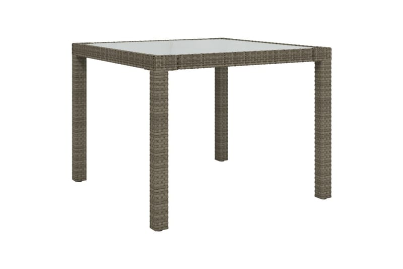 havebord 90x90x75 cm hærdet glas og polyrattan grå - Grå - Havemøbler - Havebord - Spisebord & havebord