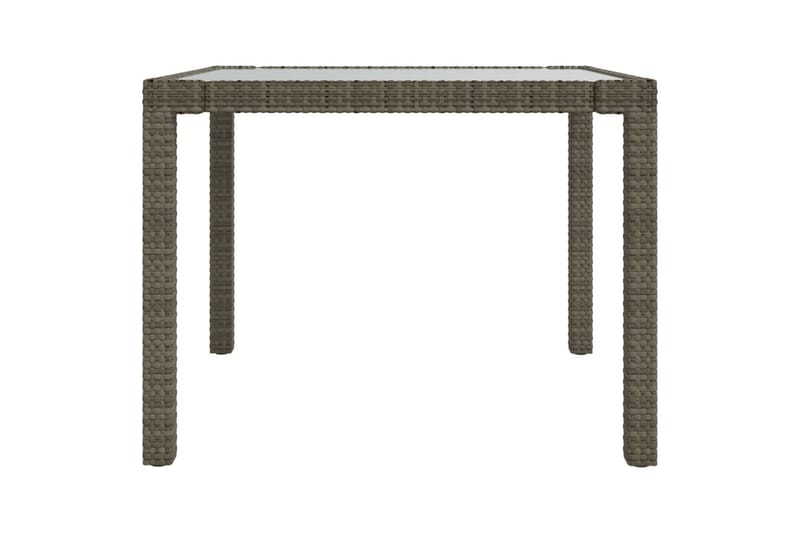 havebord 90x90x75 cm hærdet glas og polyrattan grå - Grå - Havemøbler - Havebord - Spisebord & havebord