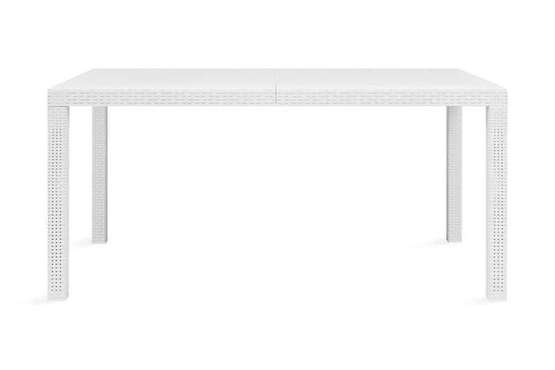 Havebord Hvid 150 X 90 X 72 Cm Plastik Rattanlook - Hvid - Havemøbler - Havebord - Spisebord & havebord