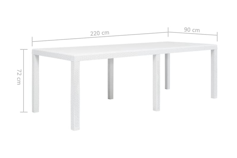 Havebord Hvid 220 X 90 X 72 Cm Plastik Rattanlook - Hvid - Havemøbler - Havebord - Spisebord & havebord