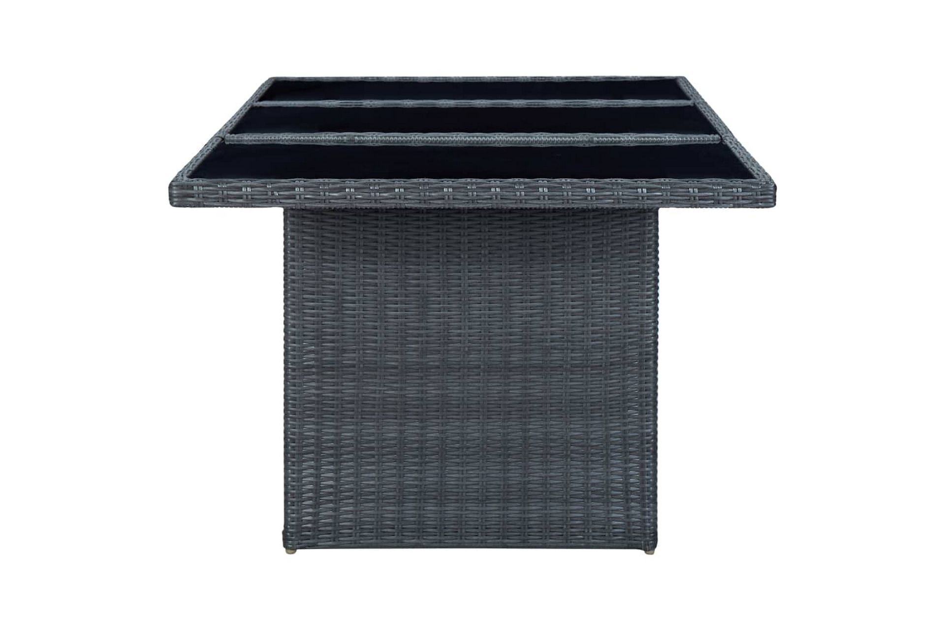 Havebord polyrattan og hærdet glas mørkegrå - Grå - Havemøbler - Havebord - Spisebord & havebord
