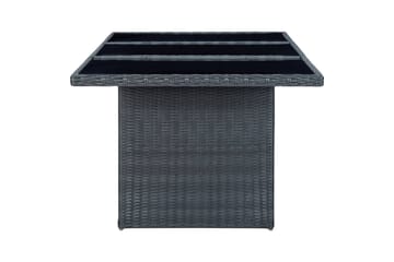 Havebord polyrattan og hærdet glas mørkegrå - Grå - Havemøbler - Havebord - Spisebord & havebord