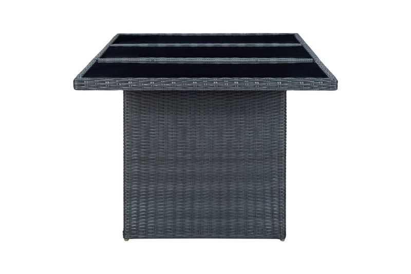 Havebord polyrattan og hærdet glas mørkegrå - Grå - Havemøbler - Havebord - Spisebord & havebord