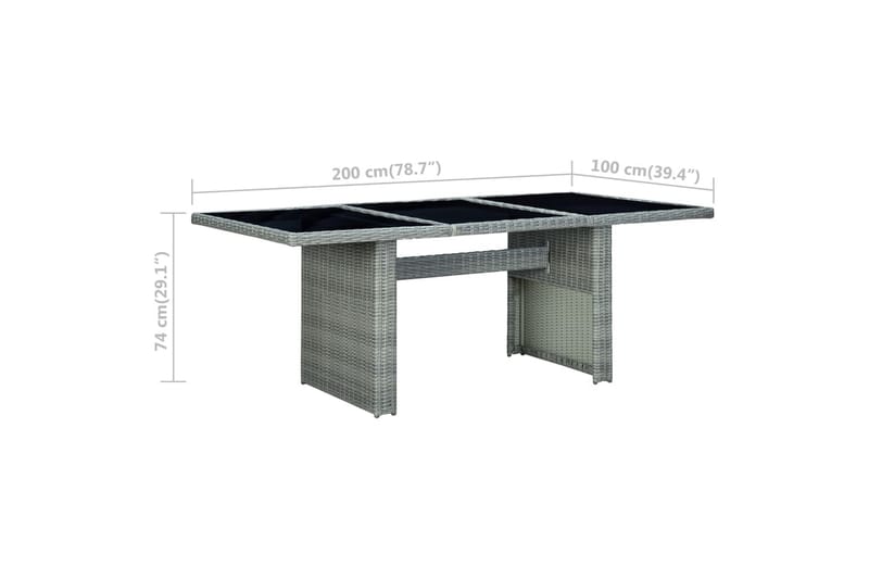 Havebord polyrattan og hærdet glas lysegrå - Grå - Spisebord & havebord