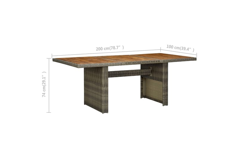 Havebord polyrattan og massivt akacietræ brun - Brun - Havemøbler - Havebord - Spisebord & havebord