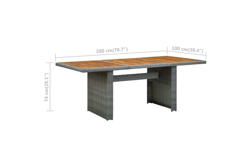 Havebord polyrattan og massivt akacietræ lysegrå - Grå - Spisebord & havebord