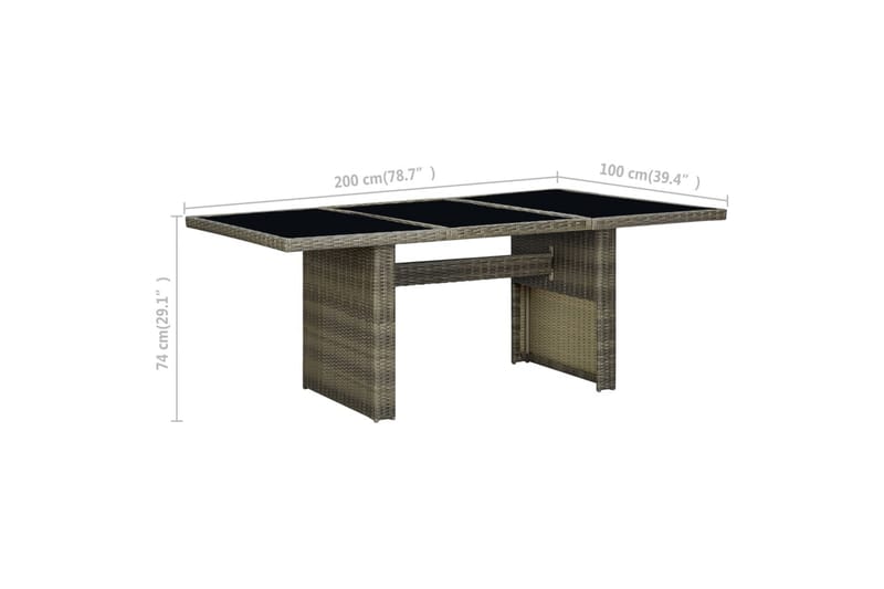 Havebord polyrattan og hærdet glas brun - Brun - Havemøbler - Havebord - Spisebord & havebord