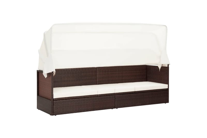 Havesofa Med Baldakin Polyrattan Brun - Havemøbler - Havebord - Spisebord & havebord