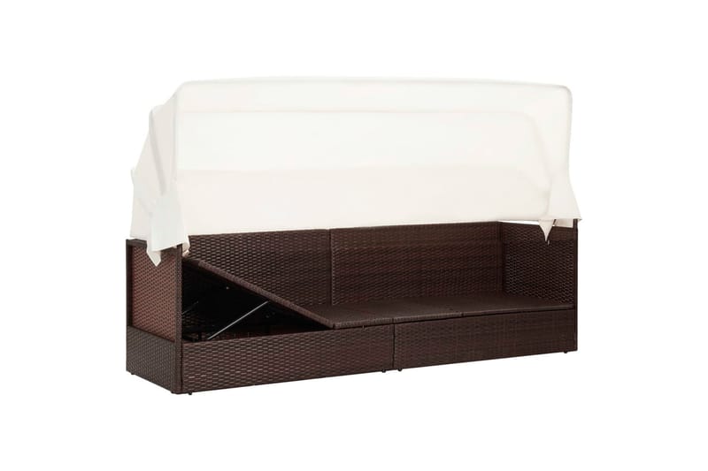 Havesofa Med Baldakin Polyrattan Brun - Spisebord & havebord