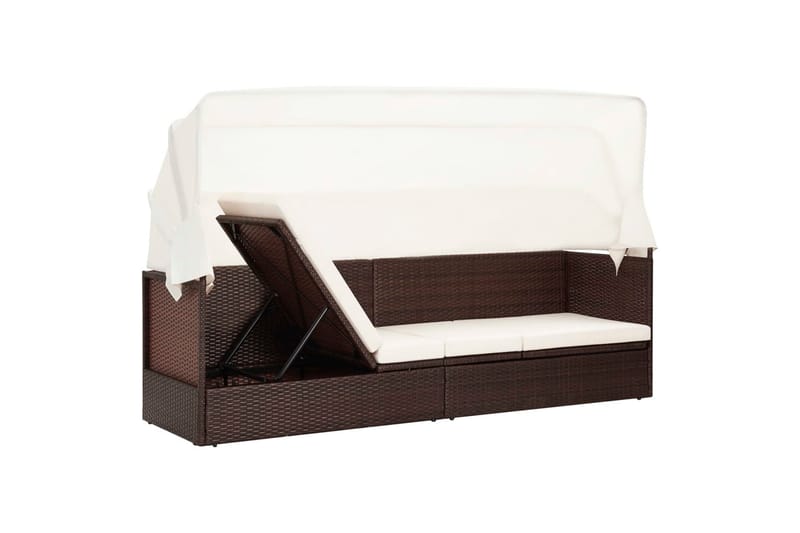 Havesofa Med Baldakin Polyrattan Brun - Havemøbler - Havebord - Spisebord & havebord