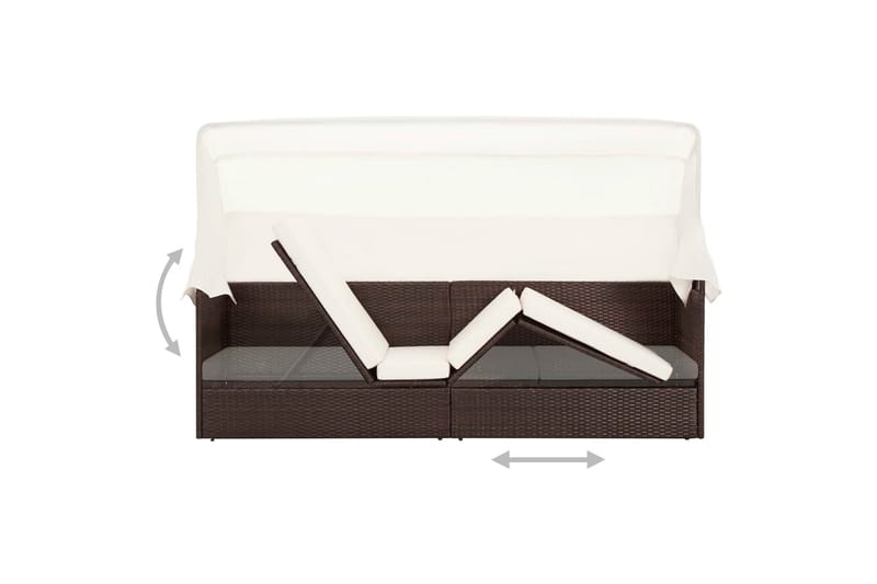 Havesofa Med Baldakin Polyrattan Brun - Havemøbler - Havebord - Spisebord & havebord