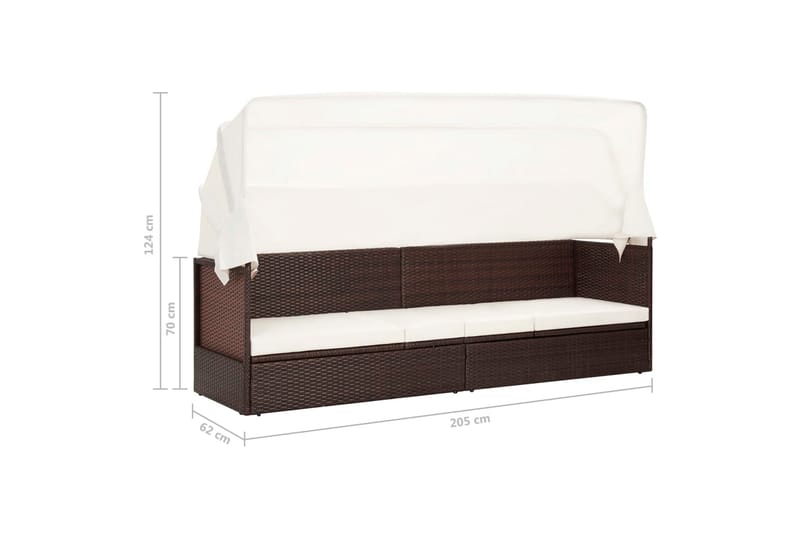 Havesofa Med Baldakin Polyrattan Brun - Havemøbler - Havebord - Spisebord & havebord