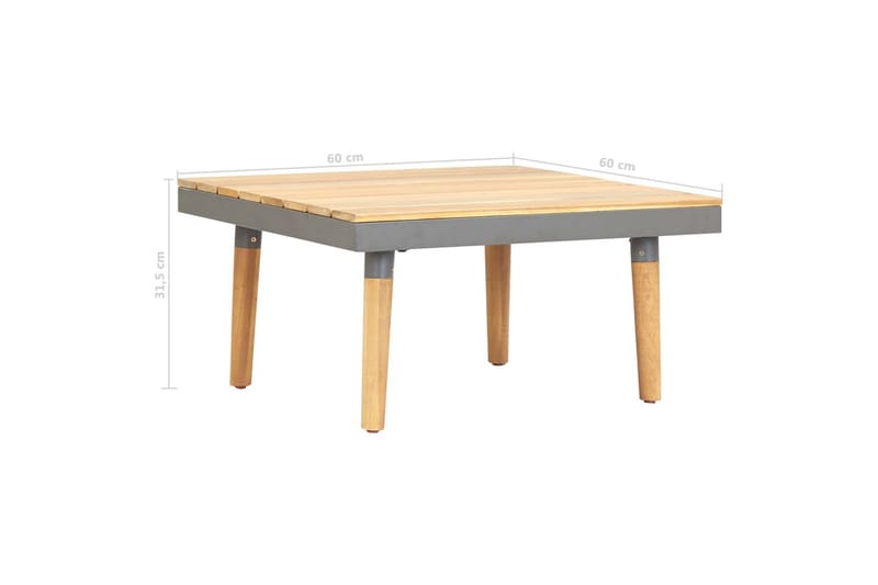 Havesofabord 60 x 60 x 31,5 cm massivt akacietræ - Brun - Spisebord & havebord