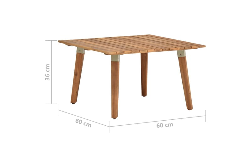 Havesofabord 60x60x36 cm Massivt Akacietræ - Brun - Spisebord & havebord