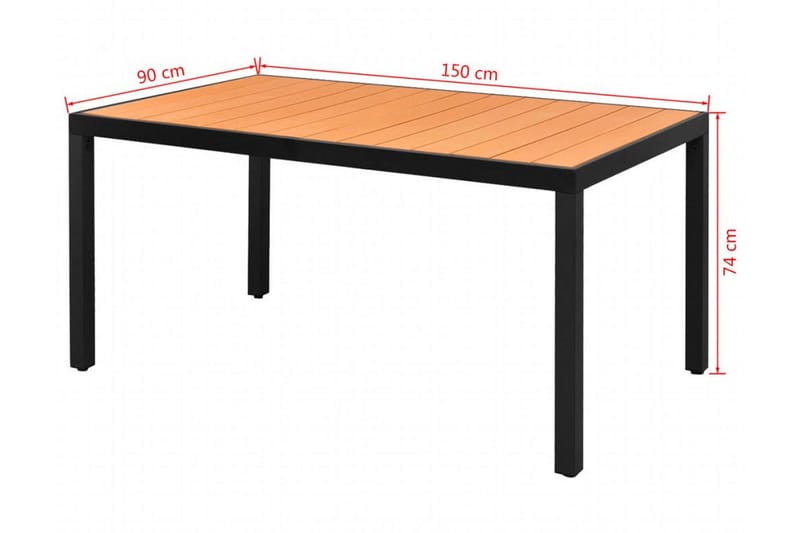 Havespisebord Wpc Aluminium 150 X 90 X 74 Cm Brun - Brun - Havemøbler - Havebord - Spisebord & havebord