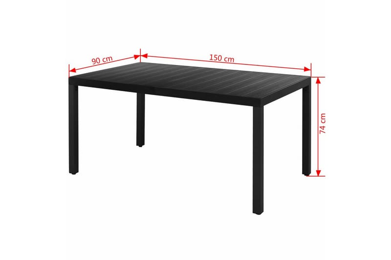 Havespisebord Wpc Aluminium 150 X 90 X 74 Cm Sort - Sort - Havemøbler - Havebord - Spisebord & havebord