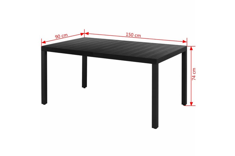 Havespisebord Wpc Aluminium 150 X 90 X 74 Cm Sort - Sort - Spisebord & havebord