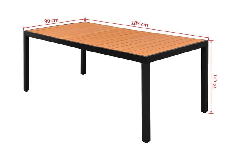Havespisebord Wpc Aluminium 185 X 90 X 74 Cm Brun - Brun - Havemøbler - Havebord - Spisebord & havebord