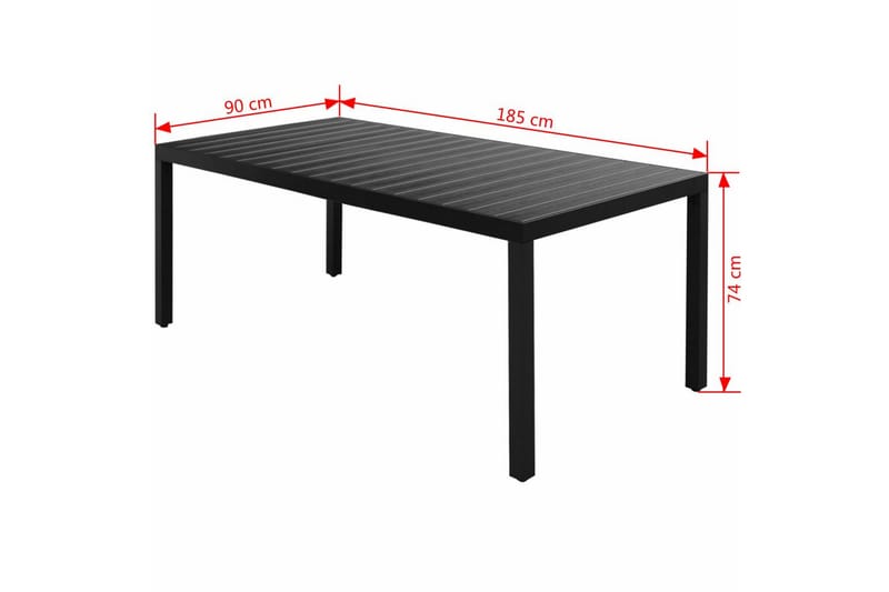 Havespisebord Wpc Aluminium 185 X 90 X 74 Cm Sort - Sort - Havemøbler - Havebord - Spisebord & havebord
