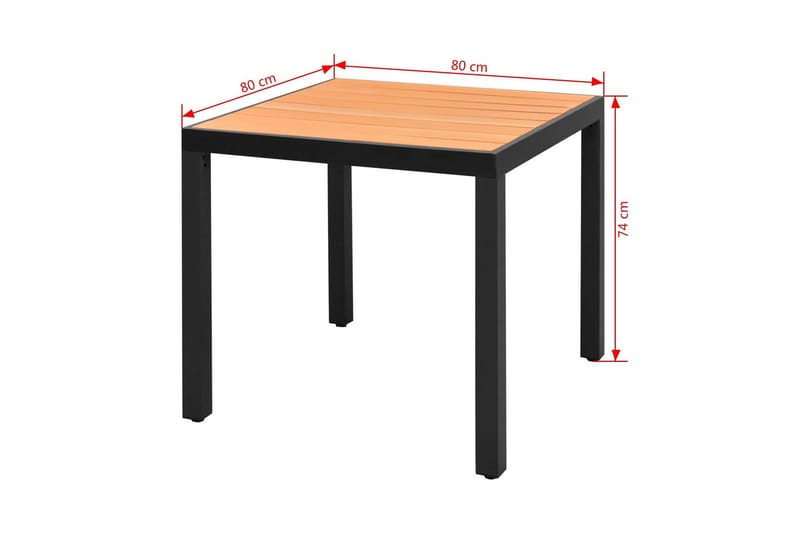 Havespisebord Wpc Aluminium 80 X 80 X 74 Cm Brun - Brun - Havemøbler - Havebord - Spisebord & havebord