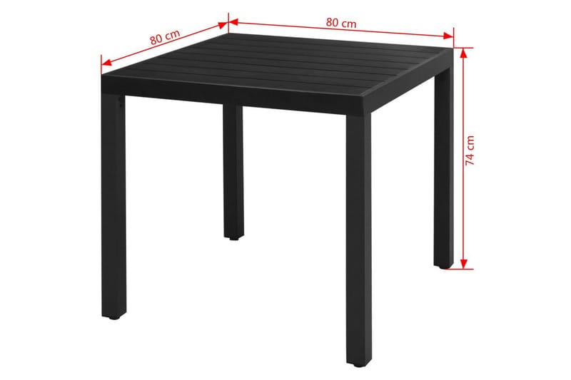 Havespisebord Wpc Aluminium 80 X 80 X 74 Cm Sort - Sort - Havemøbler - Havebord - Spisebord & havebord