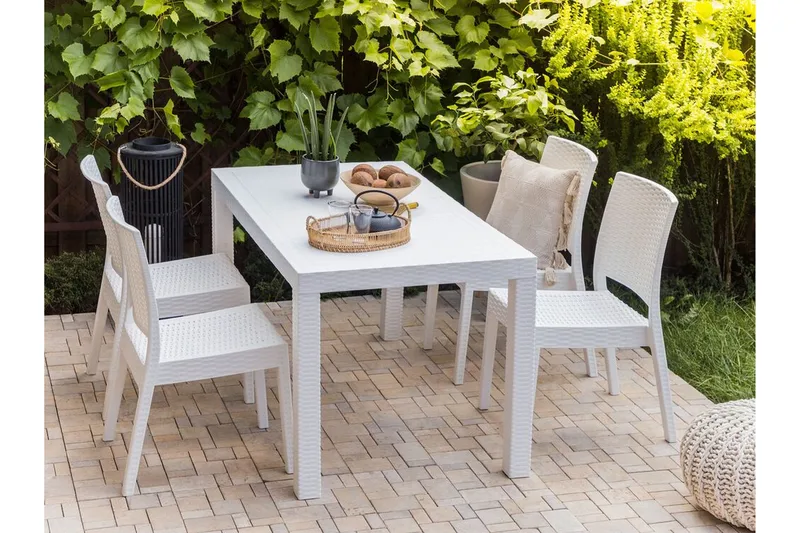 Hvid spisebord x 80 cm FOSSANO - Hvid - Havemøbler - Havebord - Spisebord & havebord