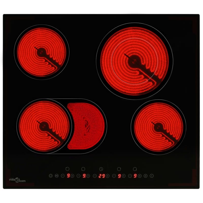 Keramisk Kogeplade Med 4 Varmezoner Touch-Panel 6600 W - Sort - Havemøbler - Havebord - Spisebord & havebord