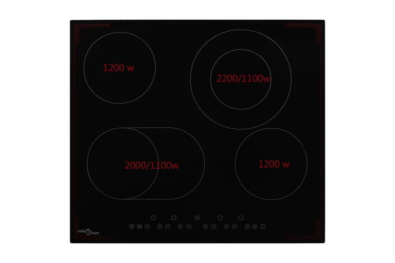 Keramisk Kogeplade Med 4 Varmezoner Touch-Panel 6600 W - Sort - Havemøbler - Havebord - Spisebord & havebord