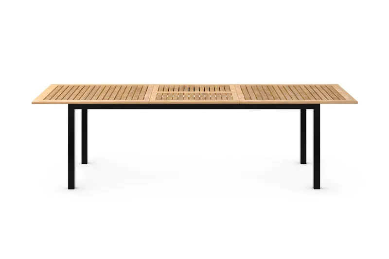 Las Vegas Udtræksbord 220/280x100 cm - Sort/Teak - Havemøbler - Havebord - Spisebord & havebord