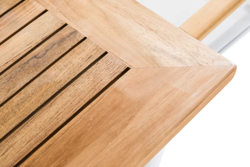 Las Vegas Udtræksbord Udendørs 152-210x90 cm - Hvid/Teak - Havemøbler - Havebord - Spisebord & havebord