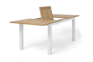 Las Vegas Udtræksbord Udendørs 152-210x90 cm - Hvid/Teak - Havemøbler - Havebord - Spisebord & havebord