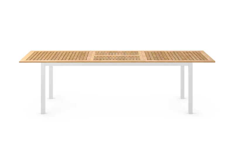 Las Vegas Udtræksbord Udendørs 220/280x100 cm - Hvid/Teak - Havemøbler - Havebord - Spisebord & havebord