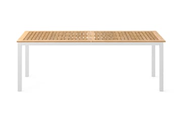 Las Vegas Udtræksbord Udendørs 220/280x100 cm - Hvid/Teak - Havemøbler - Havebord - Spisebord & havebord