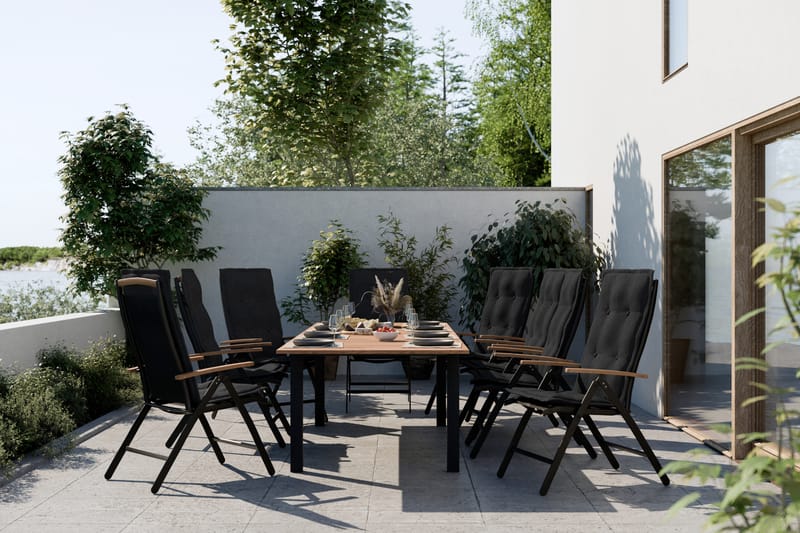 Las Vegas Udvideligt Spisebord 220x280x100 cm - Sort/Teak - Havemøbler - Havebord - Spisebord & havebord