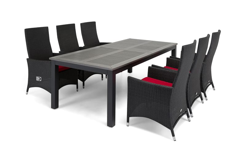 Monaco Udvideligt Spisebord 220-280x100 cm - Sort - Havemøbler - Havebord - Spisebord & havebord