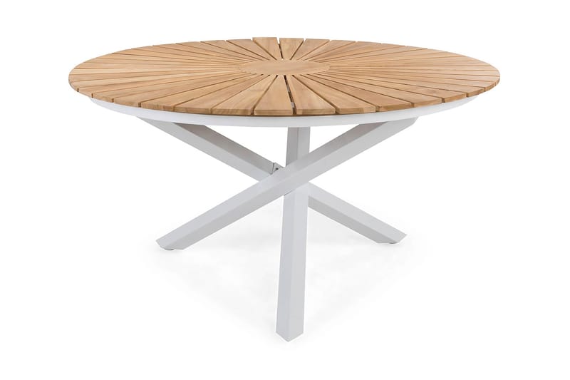 Olivener Spisebord 140 cm Rund - Hvid/Teak - Havemøbler - Havebord - Spisebord & havebord