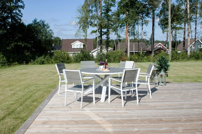 Parma Spisebord 140 cm Rund Hvid/Grå - Venture Home - Havemøbler - Havebord - Spisebord & havebord