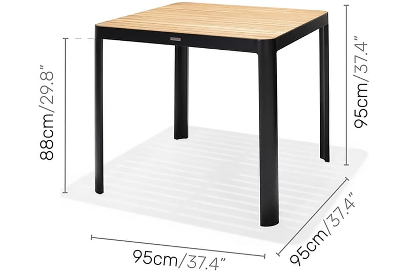 Portals bord 95 cm - Sort/Træ - Havemøbler - Havebord - Spisebord & havebord