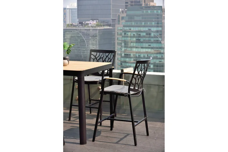 Portals bord 95 cm - Sort/Træ - Havemøbler - Havebord - Spisebord & havebord