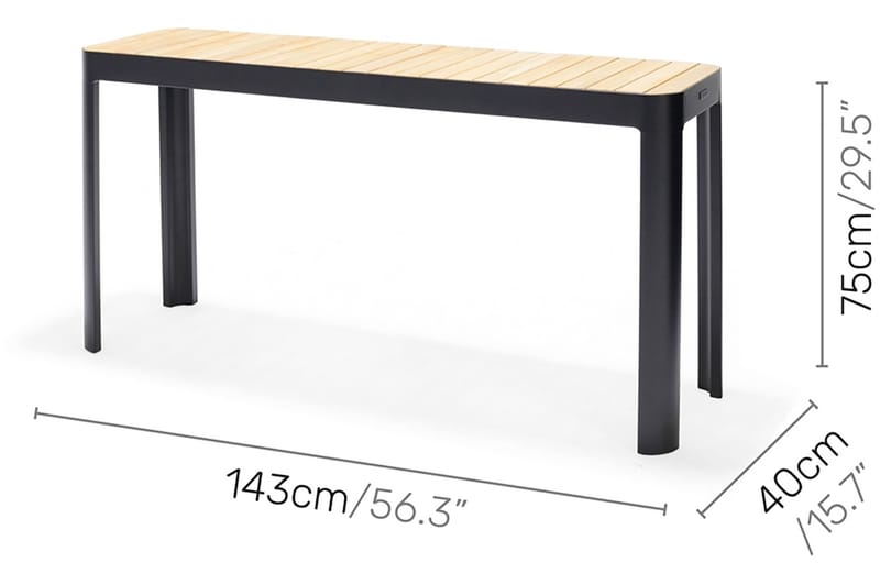 Portals Spisebord 143 cm - Sort/Træ - Havemøbler - Havebord - Spisebord & havebord