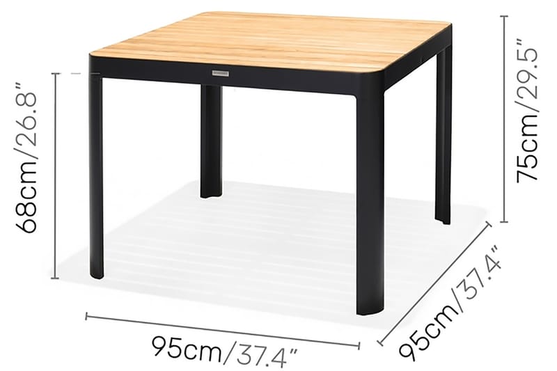 Portals Spisebord 95 cm - Sort/Træ - Havemøbler - Havebord - Spisebord & havebord